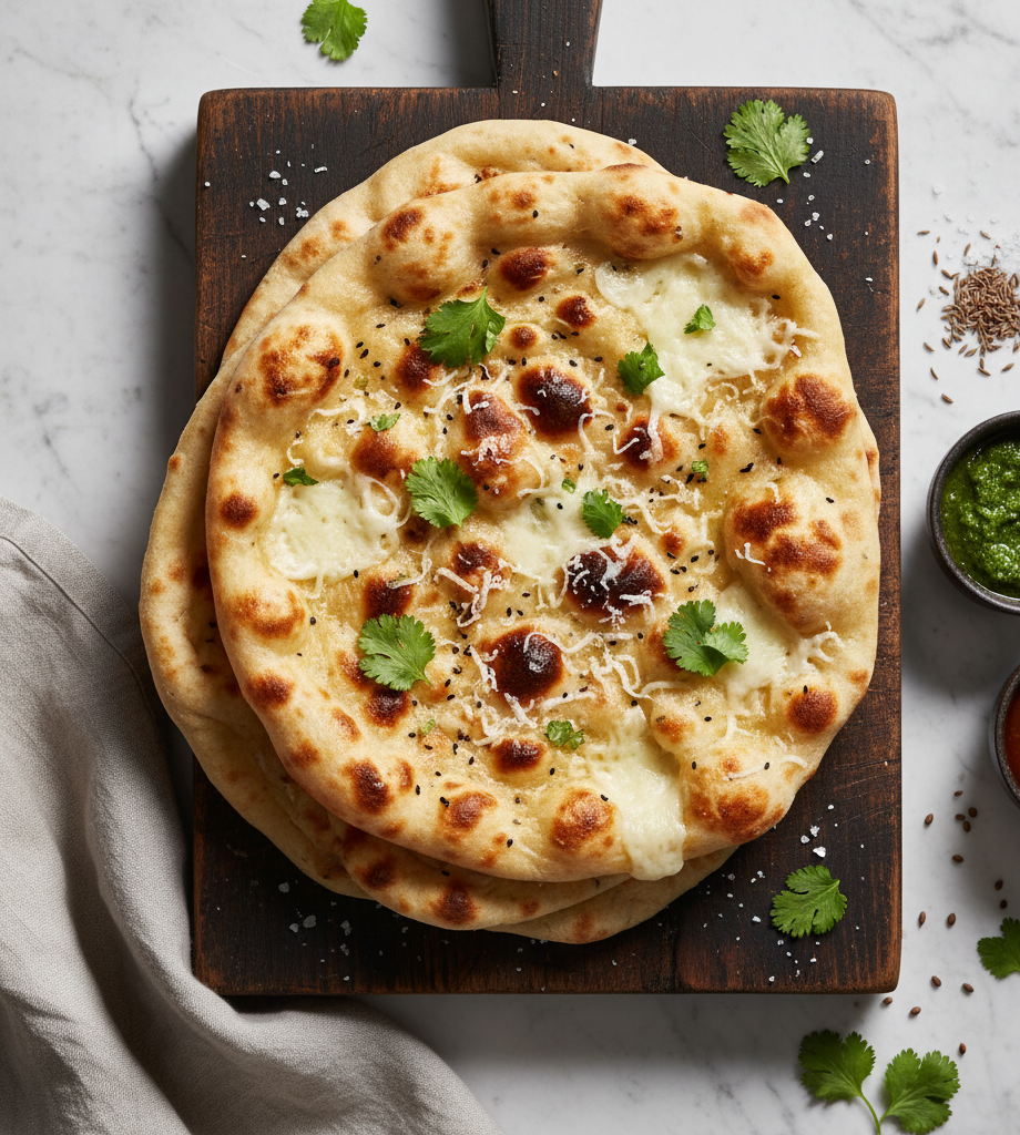 Cheese Naan (White bread made with grated cheese)