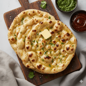 Garlic Naan (White bread baked with garlic)
