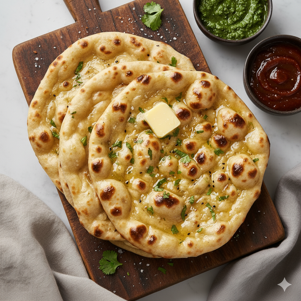 Garlic Naan (White bread baked with garlic)