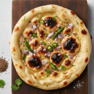 Kashmiri Naan (White bread stuffed with lightly spiced onion)